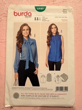 BN UNCUT BURDA 6840 BLOUSE SEWING PATTERN